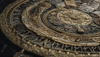 antiguo oro moneda, un símbolo de riqueza y historia generado por ai foto