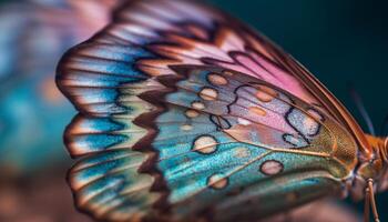 The multi colored butterfly fragile wings showcase natural beauty and elegance generated by AI photo