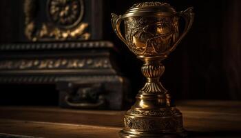 dorado trofeo simboliza éxito y logro en Deportes competencia generado por ai foto
