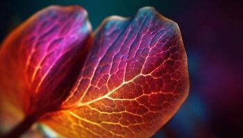 Vibrant colors of a single flower in extreme close up generated by AI photo