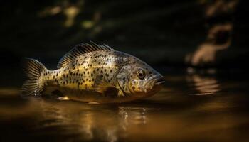 Swimming koi carp in freshwater pond showcase natural aquatic beauty generated by AI photo