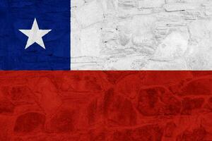 Chile flag on a textured background. Concept collage. photo