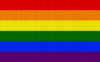 bandera de el lgbt comunidad en el antecedentes de un tela textura. arco iris símbolo de gay cultura. concepto collage. ilustración símbolo de orgullo. foto