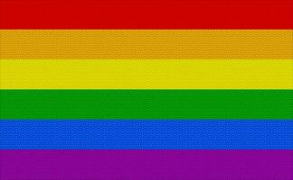 Flag of the LGBT community on the background of a fabric texture. Rainbow symbol of gay culture. Concept collage. Illustration symbol of pride. photo