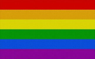 Flag of the LGBT community on the background of a fabric texture. Rainbow symbol of gay culture. Concept collage. Illustration symbol of pride. photo