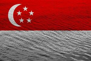 Flag of Singapore on a textured background. Concept collage. photo