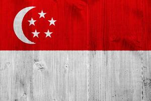 Flag of Singapore on a textured background. Concept collage. photo