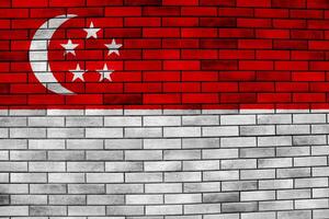 Flag of Singapore on a textured background. Concept collage. photo