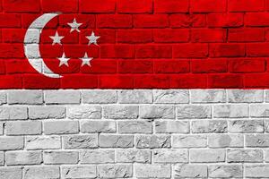 Flag of Singapore on a textured background. Concept collage. photo