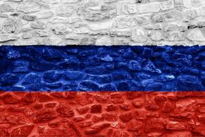 Flag of Russian Federation on a textured background. Concept collage. photo