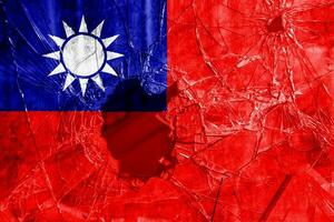 Flag of Republic of China Taiwan on a textured background. Concept collage. photo