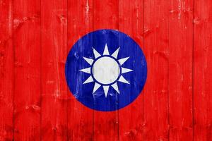 Flag of Republic of China Taiwan on a textured background. Concept collage. photo