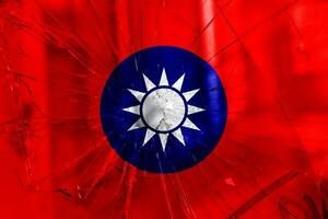 Flag of Republic of China Taiwan on a textured background. Concept collage. photo