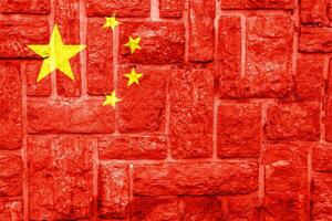 bandera de el gente república de China en un texturizado antecedentes. concepto collage. foto