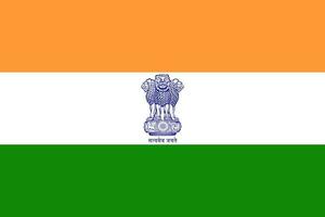 The official current flag and coat of arms of the REPUBLIC OF INDIA. State flag of the REPUBLIC OF INDIA. Illustration. photo