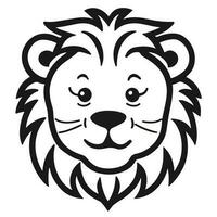 león cachorro negro y blanco logo vector
