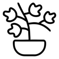 icono de maceta de planta de hoja, estilo de contorno vector