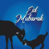 Eid al adha Eid mubarak islamic festival social media post template with cow goat moon vector