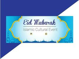 Eid al adha Eid mubarak islamic festival social media post template with cow goat moon vector