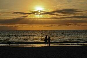 picturesque ocean landscape with the setting sun in a tropical country during summer holidays photo