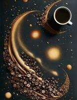 coffee as cosmos star constellation, in dark colors photo