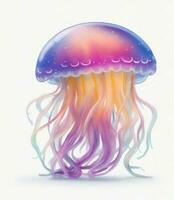 pink rainbow jellyfish on white background photo