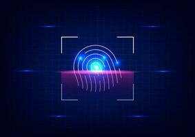 Cyber security and cyber crime concept. Scanning electronic thumb fingerprint on futuristic technology abstract background. Digital protection data. Hacker protection. vector