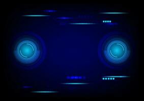 Hi-tech circle with a rectangular shapes on darkblue abstract background.  Futuristic communication and connection concept. cyberspace, and digital innovation vector