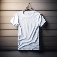 White Cotton T shirt Mockup, T-shirt Mockup. photo