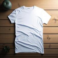 White Cotton T shirt Mockup, T-shirt Mockup. photo