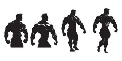 Bodybuilder silhouette vector, Bodybuilder black outline vector illustration