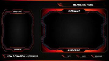 Game live stream interface overlay frames for gamer broadcast. Online streaming banners and menu bars isolated on background. vector