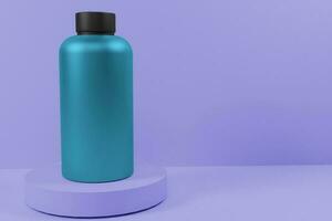 Sport bottle mockup in metallic stainless steel 3d rendering photo