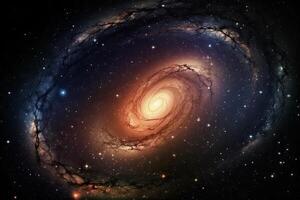 Galaxy in free space. Beautiful spiral galaxy in space with stars. photo
