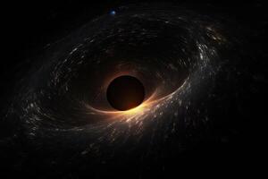 planetas, estrellas y galaxias en exterior espacio demostración el belleza de espacio exploración. un monstruo negro agujero brillante en profundo espacio, ai generado foto