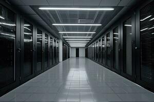 3D render of a server room with servers in a datacenter, Server room interior in a data center, AI Generated photo