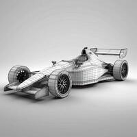 sport car 3d render on gray background with shadow and shadow, Sport car racing formula one race track line art, AI Generated photo