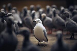 Seagulls in the park, selective focus, vintage tone photo