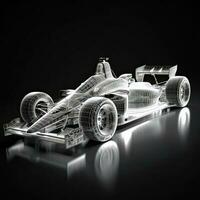 3d model race car on a black background with reflection. 3d rendering, Sport car racing formula one race track line art, AI Generated photo