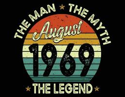 el hombre el mito agosto el leyenda- padres día camiseta diseño. vector