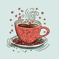 Cup of coffee with heart-shaped sprinkles.   Coffee Valentines Day clipart, AI Generated photo