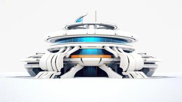 3d futurista ciencia ficción blanco ciudad arquitectura con orgánico rascacielos, para Ciencias ficción o fantasía antecedentes, resumen edificio, generativo ai ilustración foto