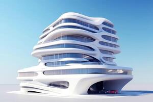 3D futuristic sci-fi white city architecture with organic skyscrapers, for science fiction or fantasy backgrounds, Abstract building, illustration photo