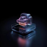 Cloud storage for downloading. digital service or application with data transmission. Network computing technologies. Futuristic Server. Digital space. Data storage, illustration photo