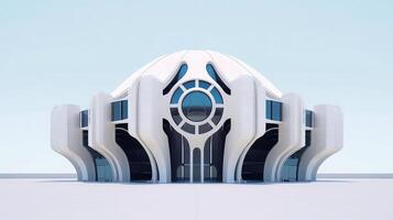 3D futuristic sci-fi white city architecture with organic skyscrapers, for science fiction or fantasy backgrounds, Abstract building, illustration photo