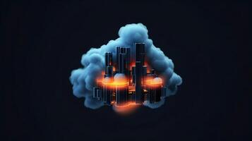 Cloud storage for downloading. digital service or application with data transmission. Network computing technologies. Futuristic Server. Digital space. Data storage, illustration photo