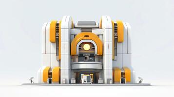 3d futurista ciencia ficción blanco amarillo ciudad arquitectura con orgánico rascacielos, para Ciencias ficción o fantasía antecedentes, resumen edificio, generativo ai ilustración foto