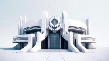 3D futuristic sci-fi white city architecture with organic skyscrapers, for science fiction or fantasy backgrounds, Abstract building, illustration photo