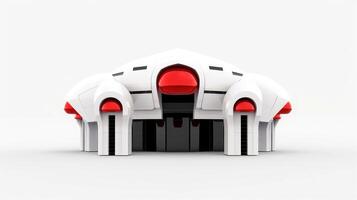 3D futuristic sci-fi white red city architecture with organic skyscrapers, for science fiction or fantasy backgrounds, Abstract building, illustration photo