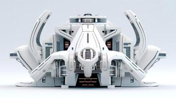 3d futurista ciencia ficción blanco ciudad arquitectura con orgánico rascacielos, para Ciencias ficción o fantasía antecedentes, resumen edificio, generativo ai ilustración foto